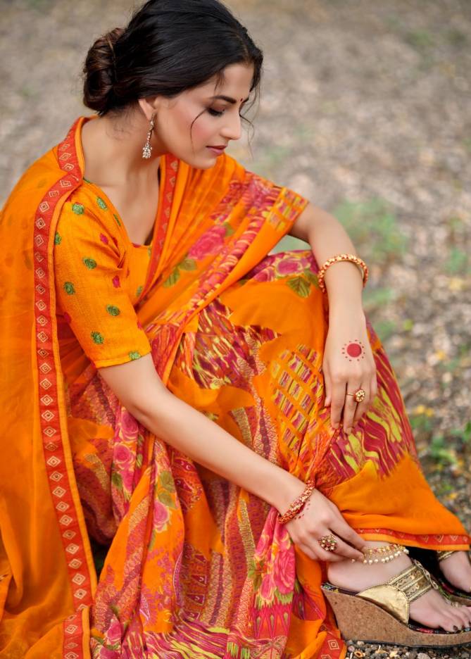Kashvi Jasleen Fancy Wear Georgette Ethnic Wear Printed Saree Collection